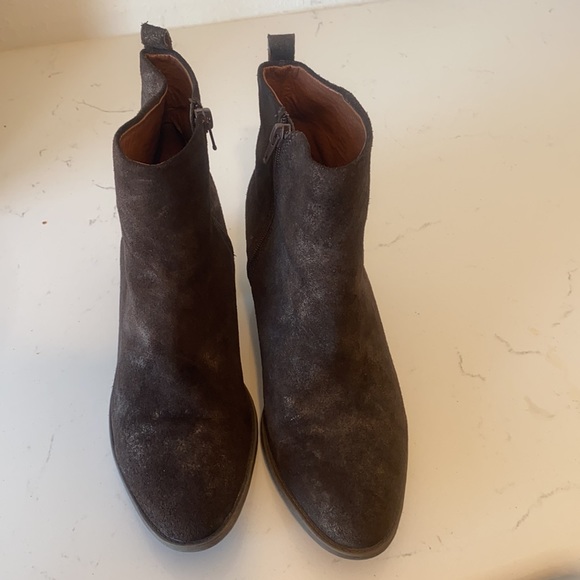 Lucky Brand Basel dark brown suede leather upper booties - Picture 5 of 8